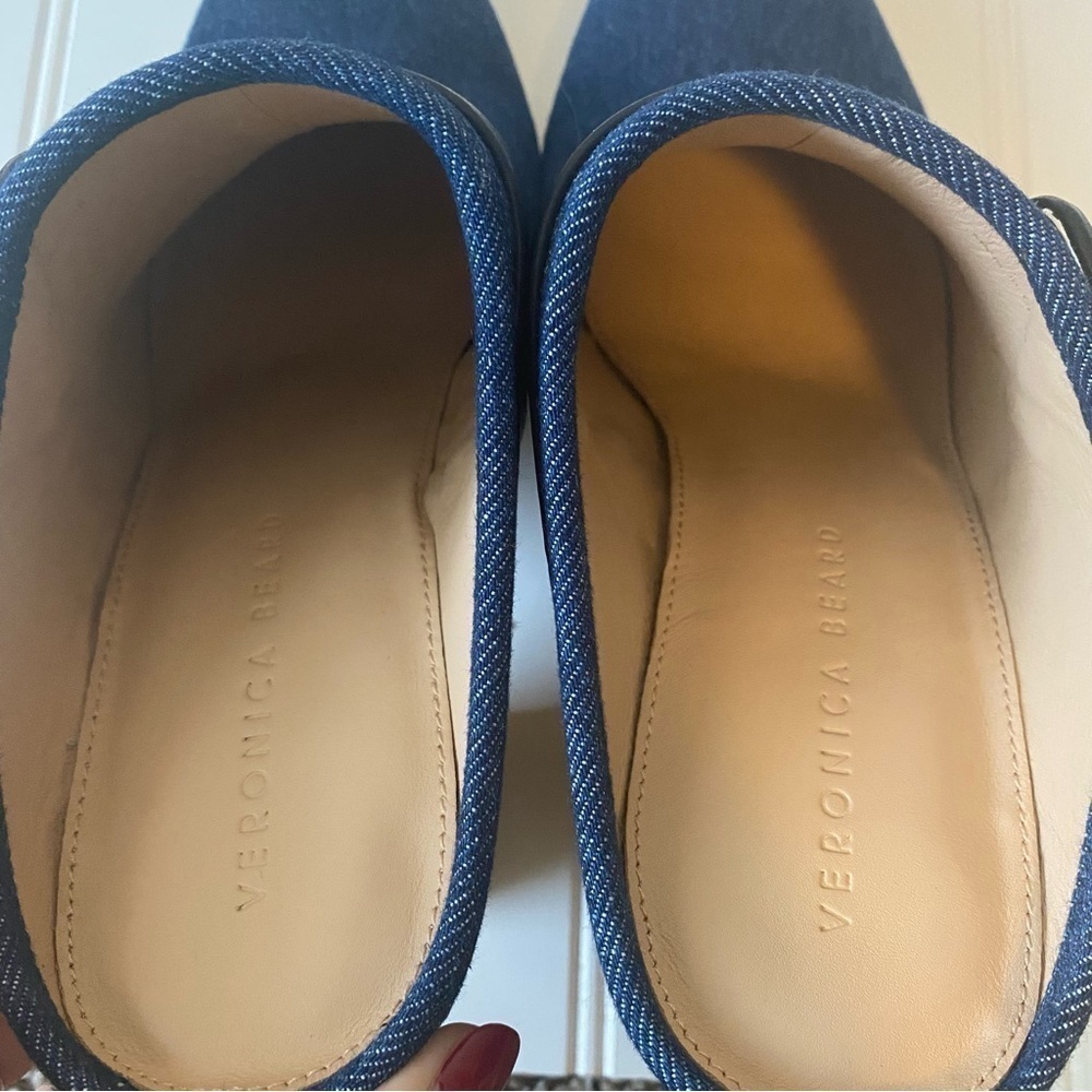 Veronica Beard | Women's Boho Retro Hippie 70s Dacey Denim Buckle Clogs Size 9 - Picture 5 of 8